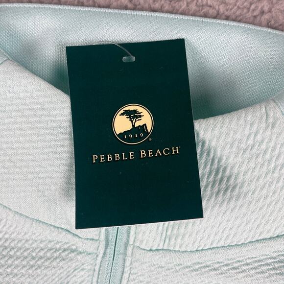 Adidas Pebble Beach Women's Medium Flash Aqua Textured Zip Layer Jacket IA3511 - Picture 3 of 13